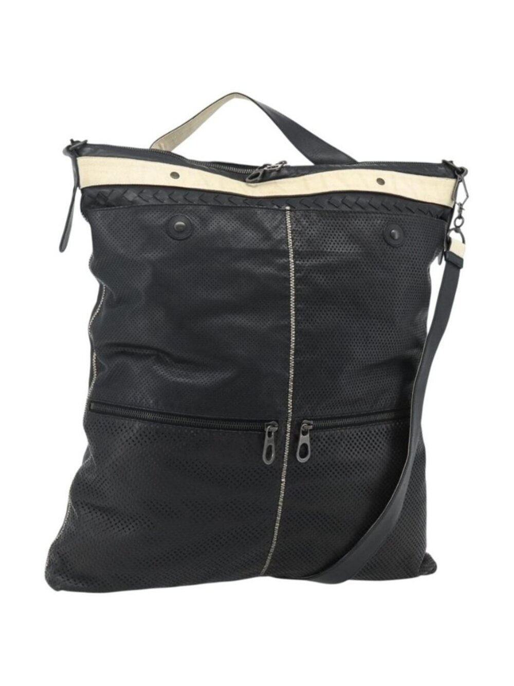 Authentic BOTTEGA VENETA INTRECCIATO Shoulder Bag Leather 2way Black